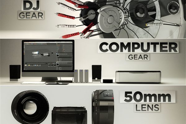 C4D/E3D模型镜头耳机显示器电脑机器人高科技
