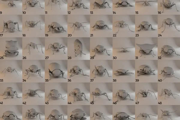 60组甲壳虫昆虫蜜蜂蚂蚁蜘蛛虫子动物3D/C4D模型