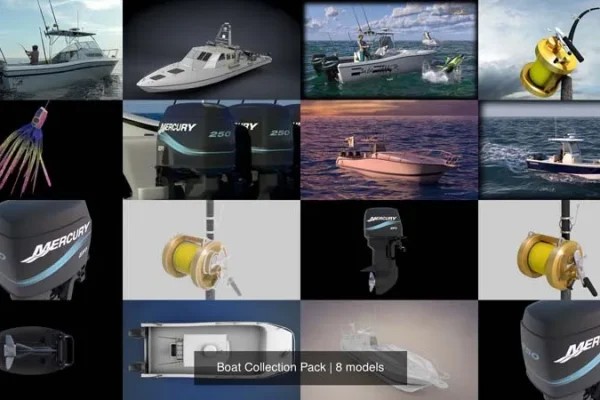 海钓工具和游艇3D/C4D模型