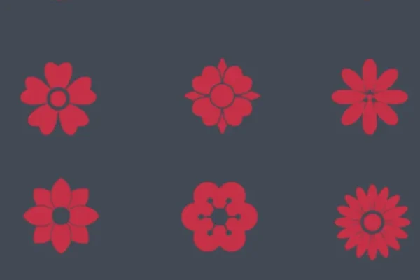 古风花钿红色花朵花瓣中式剪纸procreate笔刷ps笔刷