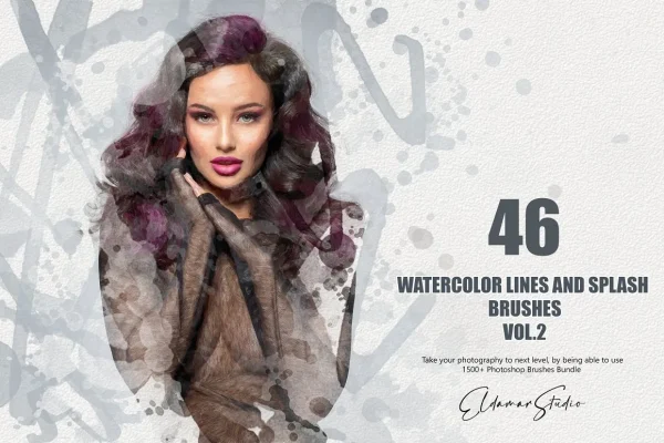 46款水彩飞溅画笔PS笔刷