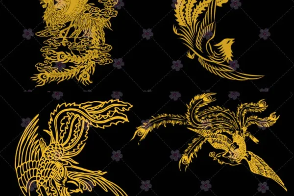 19款中国风传统龙和凤凰图腾古典图案ps/procreate笔刷