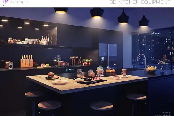 餐具和西餐食物美食3D/C4D模型