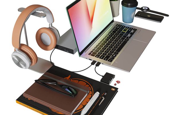 办公桌办公用品装饰3D模型