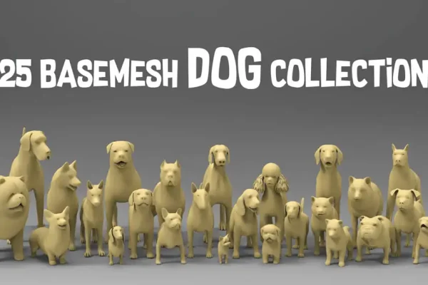 25款狗狗动物宠物犬类柯基腊肠3D/C4D/blend模型