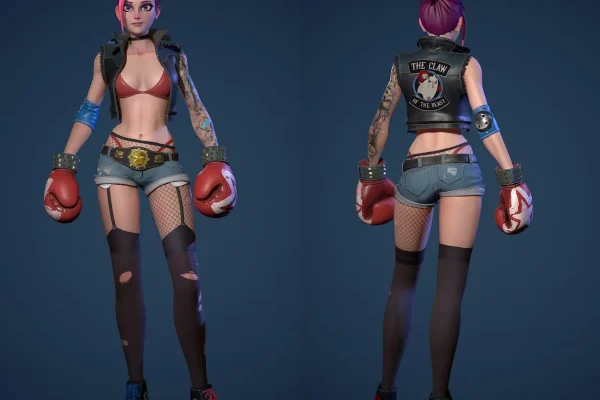 游戏人物卡通女拳击手3D模型