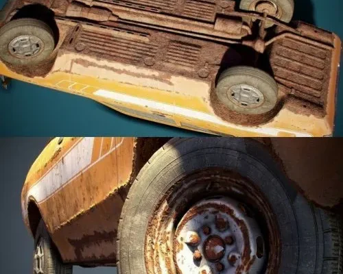 破旧的汽车3D模型