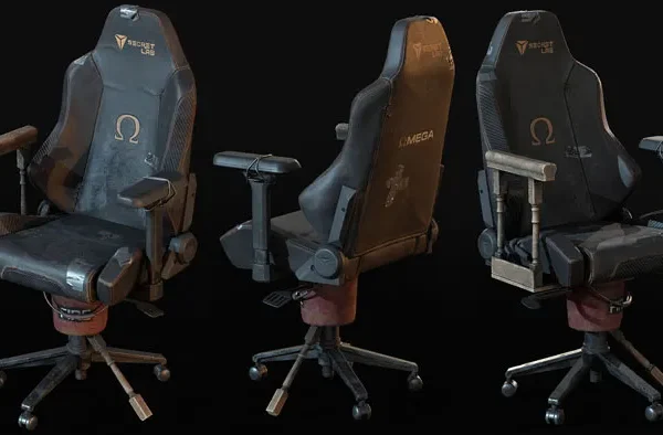 破旧旋转办公椅3D模型